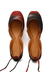 Red and Black Ikkat Cruelty Free Leather Flat Ballerinas image 2