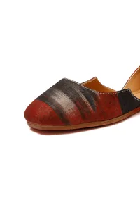 Red and Black Ikkat Cruelty Free Leather Flat Ballerinas image 3