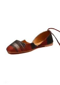Red and Black Ikkat Cruelty Free Leather Flat Ballerinas image 4