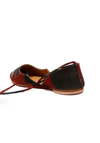Red and Black Ikkat Cruelty Free Leather Flat Ballerinas image 6