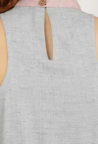 Orchid Pink Khadi Cotton Flared Halter Neck Kurta image 6