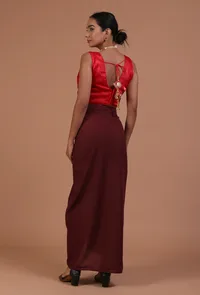 Red Color Raw Silk Plain Blouse image 5