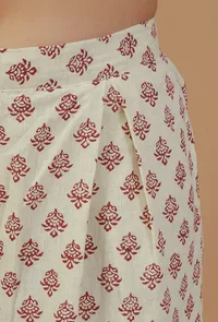 Off-White Block Printed Cotton Palazzo Pants image 6