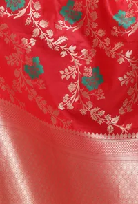 Red Color Semi Silk Dupatta With Zari Weaving image 5