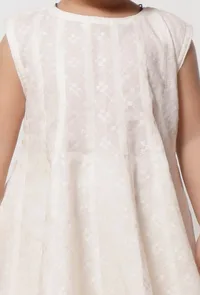 Set of 2- Frost White Cut Sleeves Malmal Anarkali with Churidar image 5