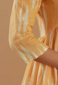 Yellow Ikat A-Line Cotton Kurta image 6