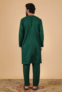 Set Of 2: Sacramento Green Cashmilon Woolen Kurta & Pajama image 2