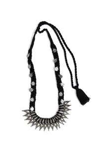 Banaja Black Silver Coin Tribal Necklace image 2
