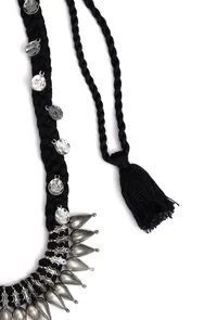 Banaja Black Silver Coin Tribal Necklace image 4