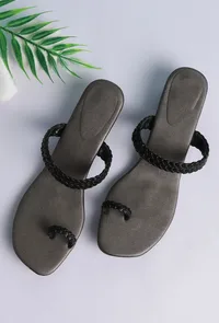Ice Grey Knotted Cruelty Free Leather Sandals image 1
