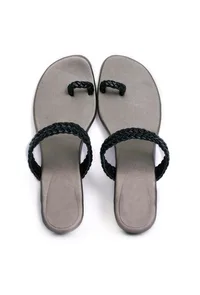 Ice Grey Knotted Cruelty Free Leather Sandals image 2