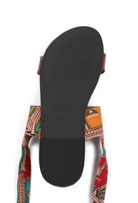 Red Kalamkari Tie Up Flats image 3