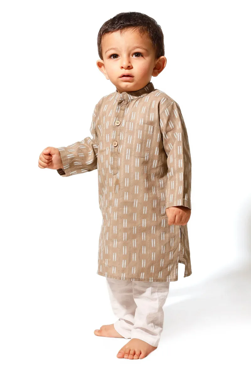 Dusky Brown Cotton Kurta Pyjama Set