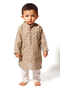 Dusky Brown Cotton Kurta Pyjama Set image 2