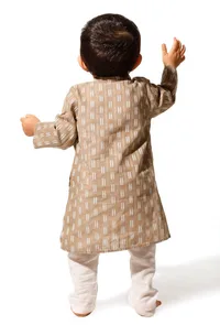 Dusky Brown Cotton Kurta Pyjama Set image 3