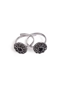 Lavanya Black Stone German Silver Adjustable Toe Ring image 2