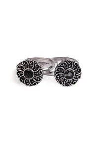 Lavanya Black Stone German Silver Adjustable Toe Ring image 3