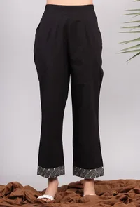 Black Straight Cotton Pants image 1