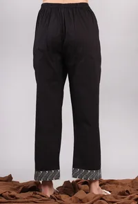 Black Straight Cotton Pants image 3