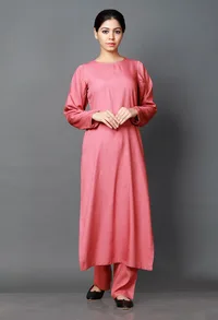 Set of 3: Pink Bamboo Kurta/Pallazo and Eucallyptus Dupatta image 2