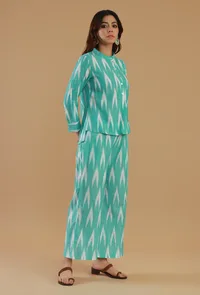 Mint Green Ikat Cotton Straight Kurta image 2