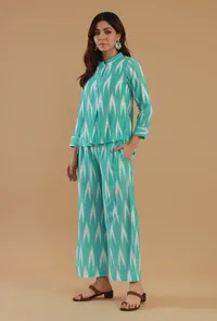 Mint Green Ikat Cotton Straight Kurta image 3