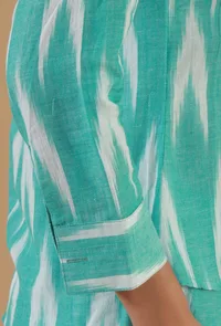 Mint Green Ikat Cotton Straight Kurta image 5