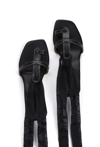 Dusky Black Tie Up Heels image 2