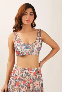 Set Of 2: Bella Floral Chintz Blouse With Lehanga Skirt image 4