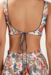 Set Of 2: Bella Floral Chintz Blouse With Lehanga Skirt image 6