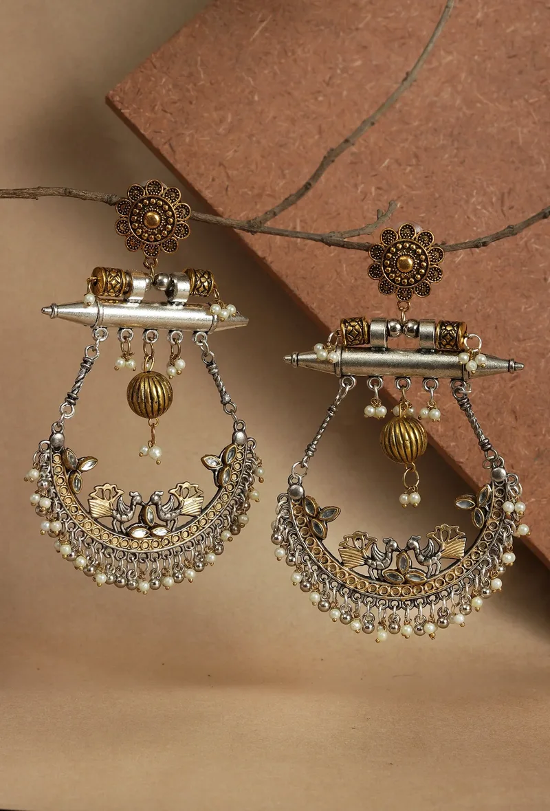 Royal Morni Chandbali Earrings