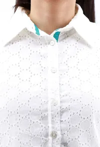 White Schiffli Cotton Shirt image 5