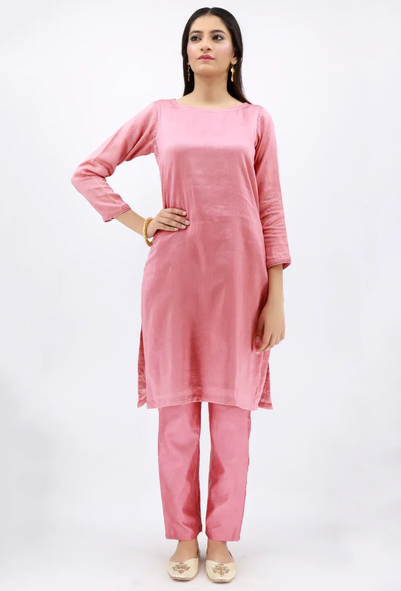 Peach Cotton Flex straight Kurta