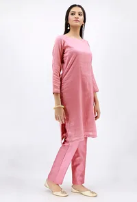 Peach Cotton Flex straight Kurta image 3