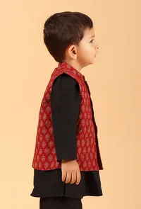 Kavan Madder Red Ajrakh Print Cotton Nehru Jacket image 2
