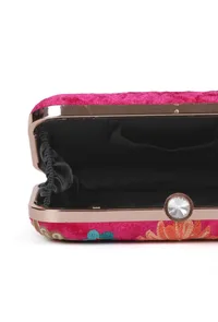 Pink velvety rectangular clutch image 6