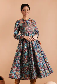 Farida Allover Kalamkari Argrakha Kurta image 1