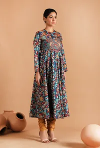 Farida Allover Kalamkari Argrakha Kurta image 2
