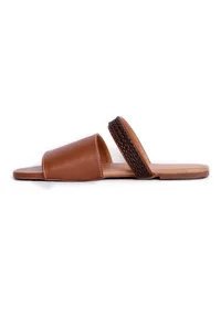Cinnamon Brown Cruelty Free Leather Sliders image 4