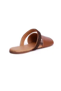 Cinnamon Brown Cruelty Free Leather Sliders image 5