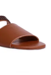 Cinnamon Brown Cruelty Free Leather Sliders image 6