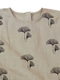 Set of 2 : Grey Cotton Slub Block Printed Gathered Short Kurta and Printed Pants image 4