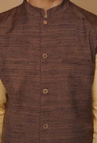 Brown Matka Silk Nehru Jacket image 5