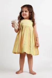 Yellow Dobby & Striped Dress image 1