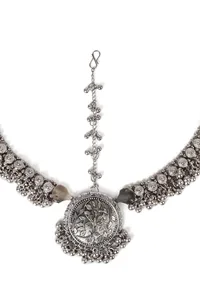 German Siver Designer Tavva Stud Ghunghru Chain Mathpatti image 4