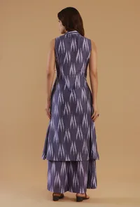 Purple Ikat Cotton Sleeveless Wrap Kurta image 4