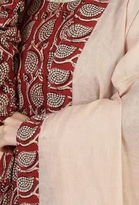 Solid Cotton Dupatta with Baagh Print Border image 5