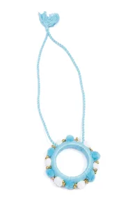 Sky Blue Pom Pom Handcrafted Necklace image 2