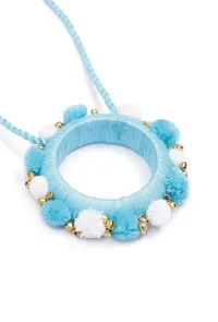 Sky Blue Pom Pom Handcrafted Necklace image 3