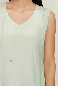 Mint Green Embroidered Chinon Kurta image 6